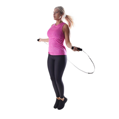 Speed Jump Rope with Light Weight Handles, 9' Length, Black